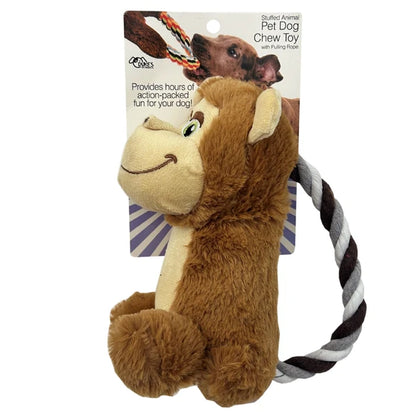 9" Stuffed Animal Pet Dog Chew Toy with Pulling Rope